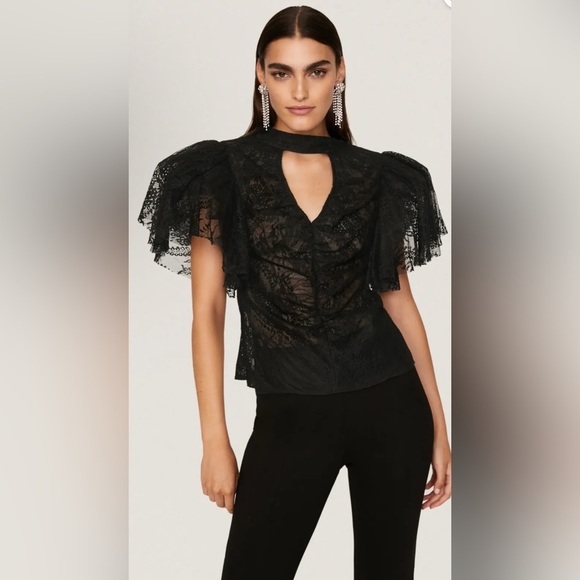 Osman Yousefzada Collective Lace Ruffle Top Size 4 - Picture 3 of 8